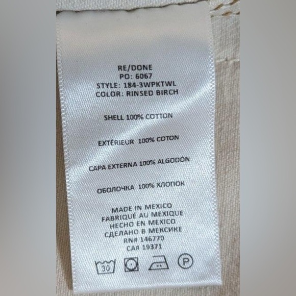 Re/Done 70’s pocket high rise wide leg jeans rinsed birch color NWOT - Picture 6 of 7